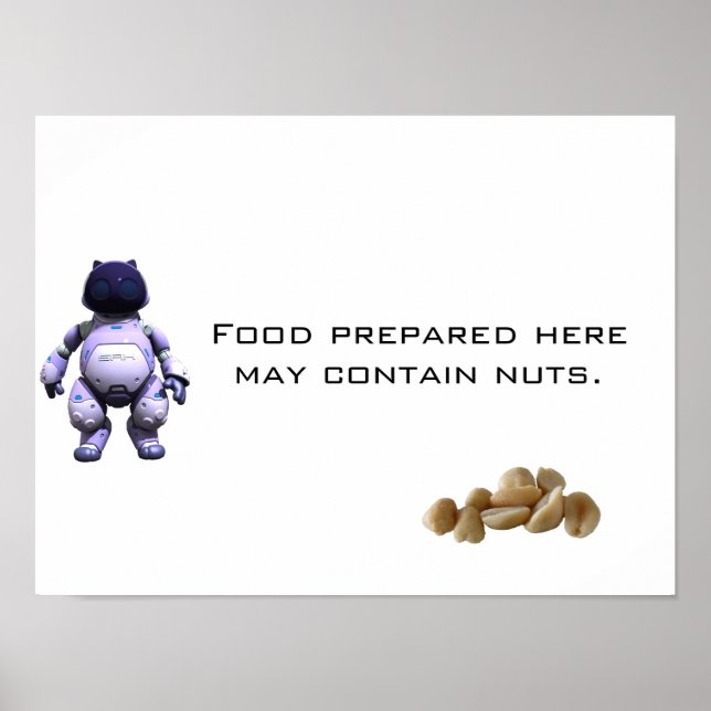 Pôster Food prepared here may contain nuts. (Frente)