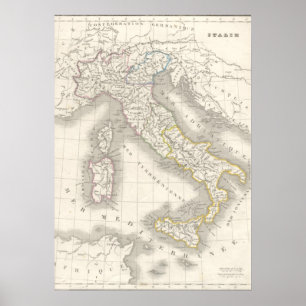 Poster Foodie do italiano do mapa de Italia do Velho