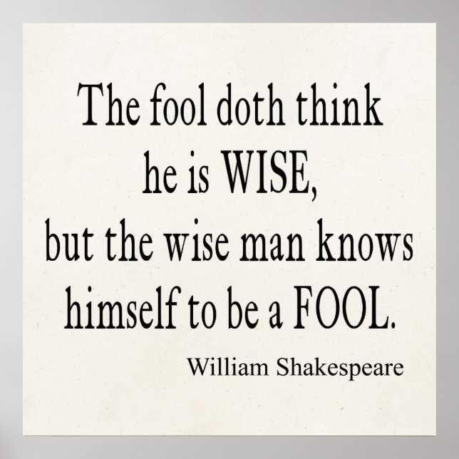 Poster Fool Wise Man se conhece por Shakespeare (Frente)