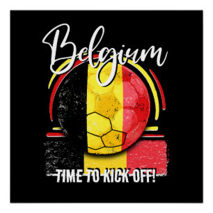 Pôster Football Belgium Flag, Retro Belga Soccer