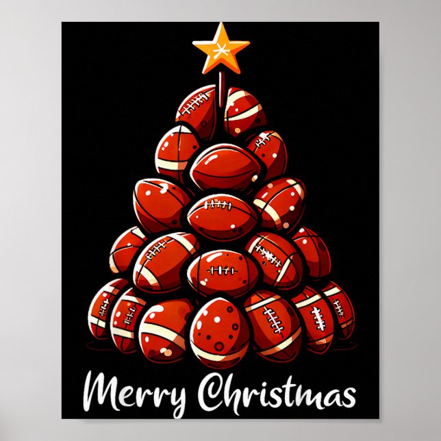 Poster Football Christmas Tree Lights Funny Football Play (Frente)