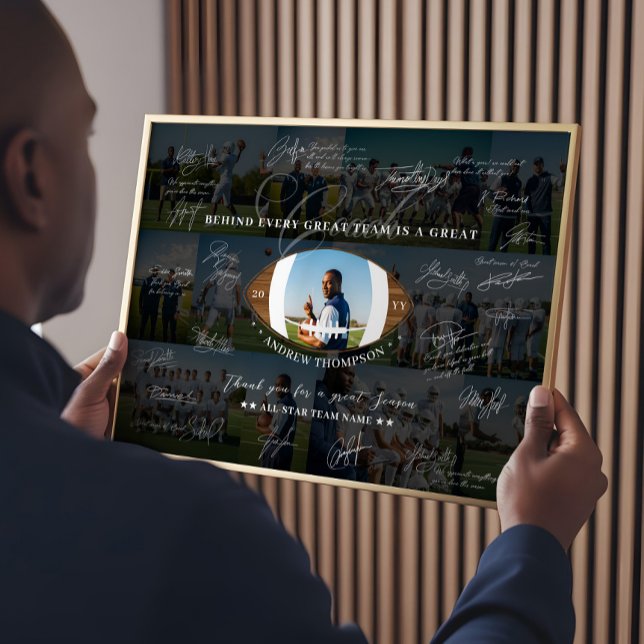 Poster Football Coach Appreciation Collage Team Signature (Football Coach Appreciation Collage Team Signature Poster)