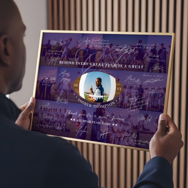 Poster Football Coach Appreciation Collage Team Signature (Football Coach Appreciation Collage Team Signature Poster)