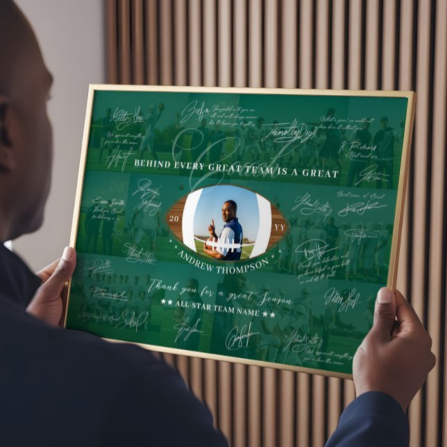 Poster Football Coach Appreciation Collage Team Signature (Football Coach Appreciation Collage Team Signature Poster)