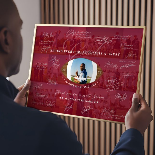 Poster Football Coach Appreciation Collage Team Signature (Football Coach Appreciation Collage Team Signature Poster)