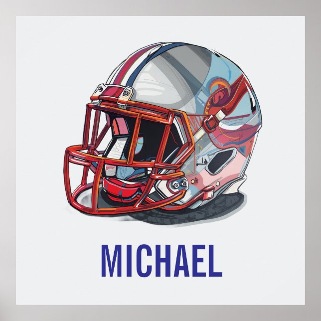 Poster Football Helmet Pop Art Motivational Name (Frente)