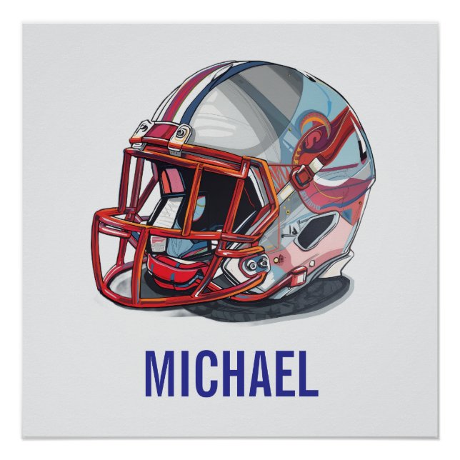 Pôster Football Helmet Pop Art Motivational Name (Frente)