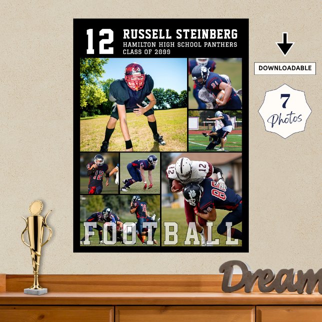 Poster Football High School Senior Night 7 Photo Collage (Criador carregado)