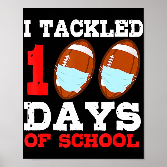 Poster Football Masks Fun 100 Days of School Teacher Boy  (Frente)
