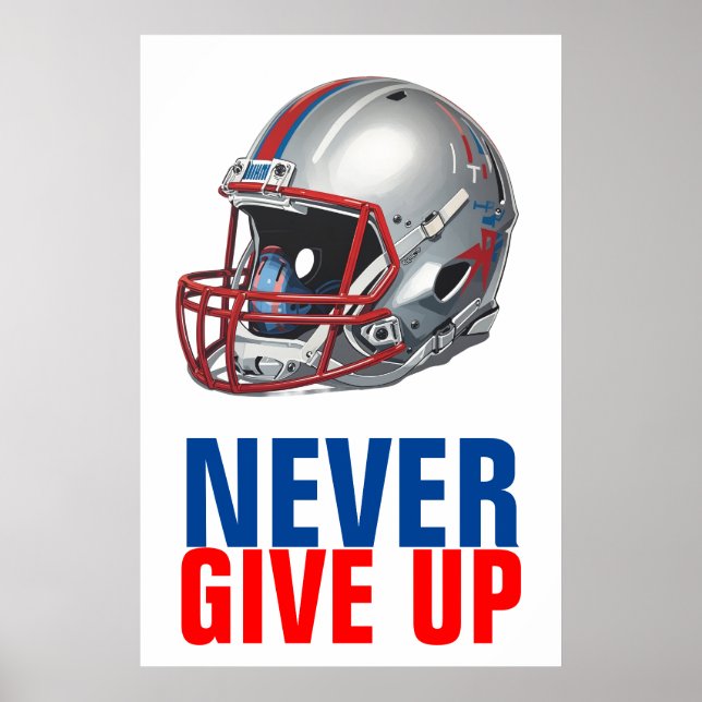Poster Football Motivational Never Give Up  (Frente)