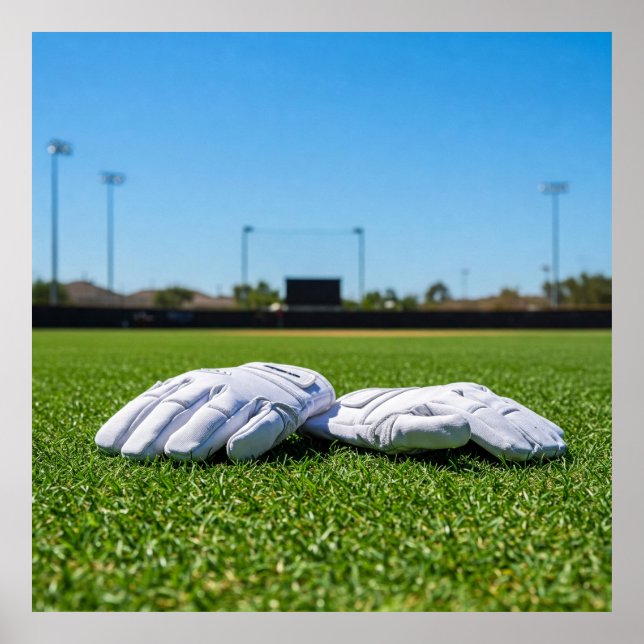 Poster Football Receiver Gloves on Turf Field (Frente)