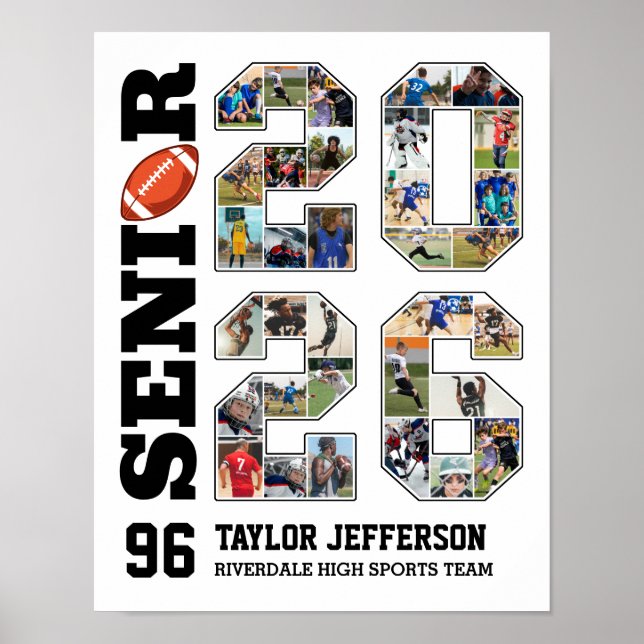 Poster Football Team Senior 2026 Sports Photo Collage (Frente)