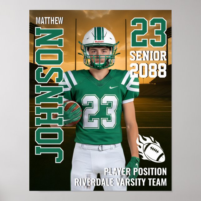 Poster Football Team Senior Player Photo Gift Sports (Frente)