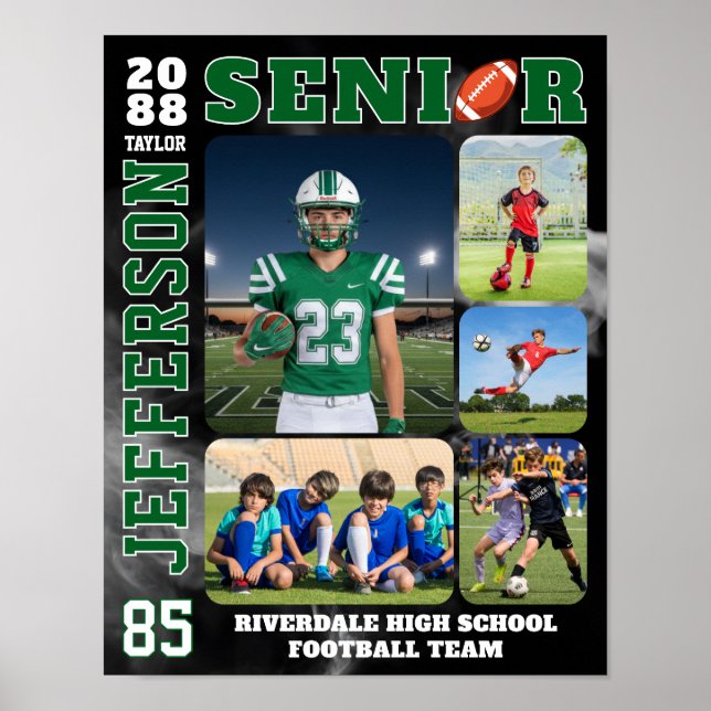 Poster Football Team Sports Player Senior Photo Collage (Frente)