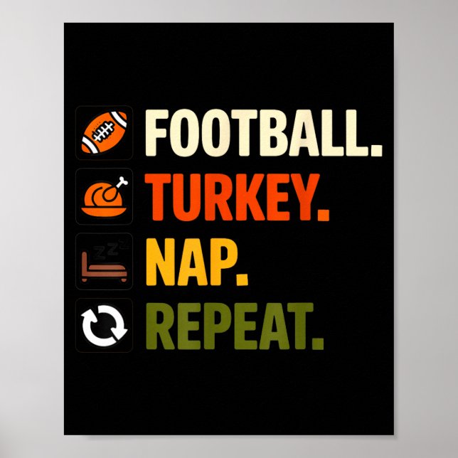 Poster Football Turkey Thanksgiving For Kids Boys Men  (Frente)