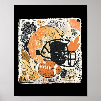Poster Footll Mama Boho Floral Fall Touchdown Season Game