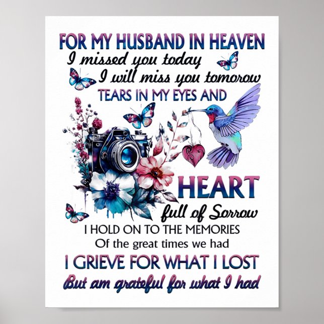 Poster For My Husband In Heaven I Missed You Today  (Frente)