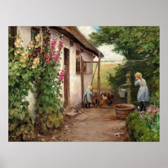 Poster Fora da fazenda - H.A. Brendekilde (Frente)