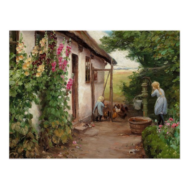 Pôster Fora da fazenda - H.A. Brendekilde (Frente)