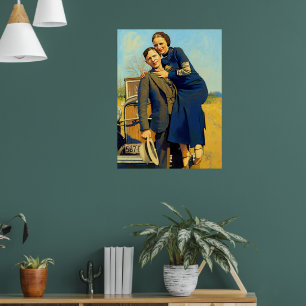 Poster Fora da Lei Bonnie & Clyde A Pintura Falsa Barrow
