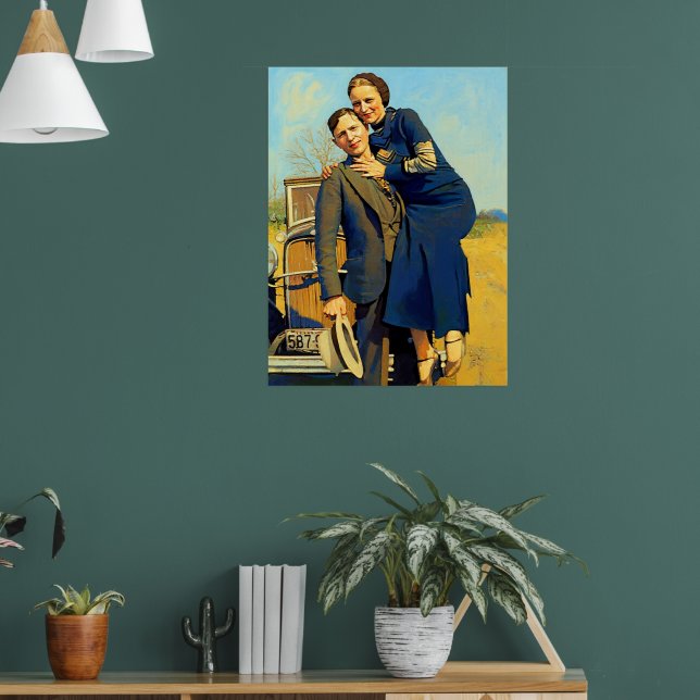 Poster Fora da Lei Bonnie & Clyde A Pintura Falsa Barrow (Sala de Estar 1)
