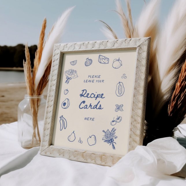 Poster Fora Do Mercado, Receita Desenhada À Mão Azul (Criador carregado)