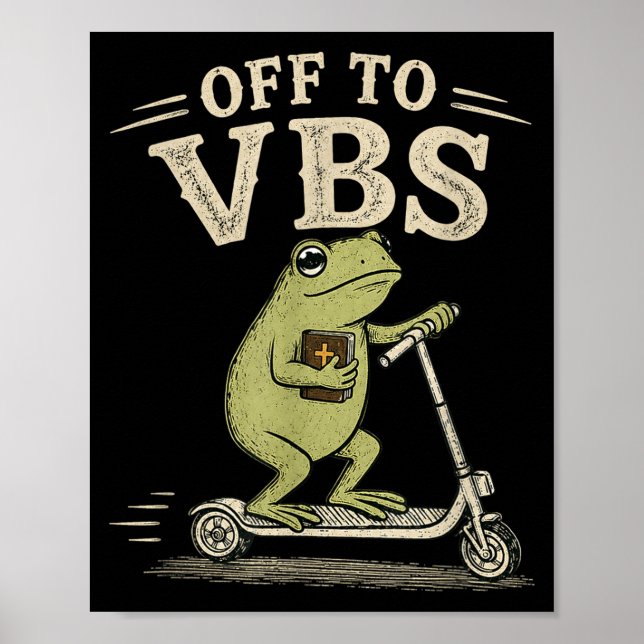 Poster Fora para vbs divertido sapo cristão religioso fé (Frente)