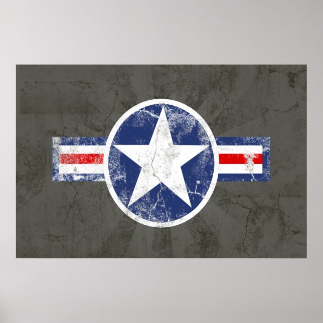 Pôster Força Aérea do Exército Vintage Star Red/White/Blu (Frente)