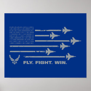 Poster Força Aérea dos EUA   Voo. Lutar. Win - Cinza