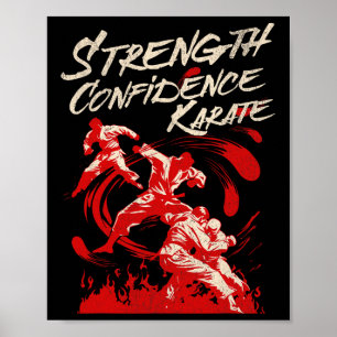 Poster Força Confiança Karate Espírito de Luta Marcial