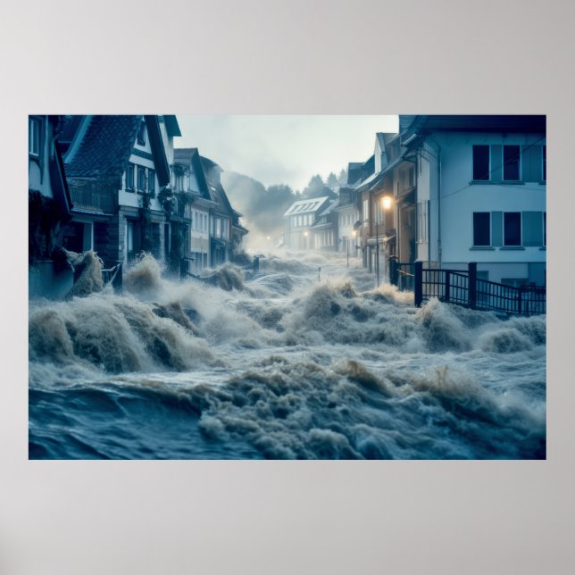 Poster Força da Natureza da Água Desencadeia Desastre da  (Frente)