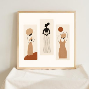 Poster Força Silenciosa – Arte em Linhas Femininas Abstra