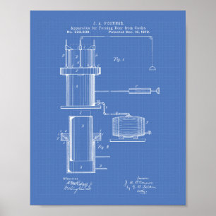 Poster Forçando a arte patenteada Beer 1879 - Blueprint