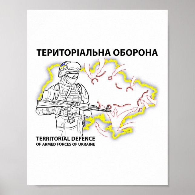 Poster Forças de Defesa Territorial (Ucrânia) - Tro Zsu (Frente)