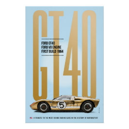 Pôster Ford GT40 Gold Tribute