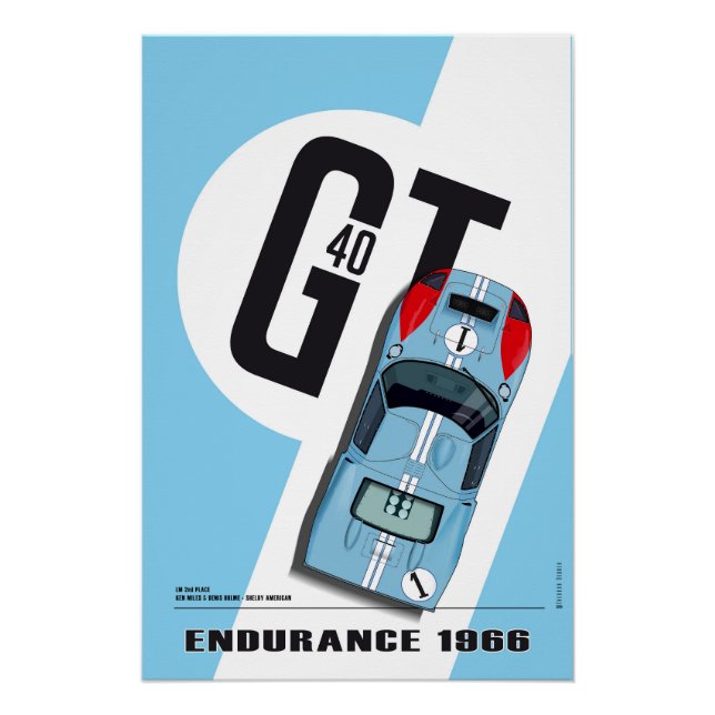 Pôster Ford GT40 Ken Miles-Denis Hulme (Frente)