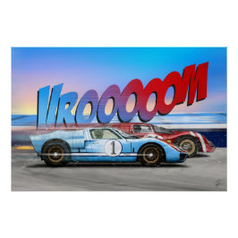 Pôster Ford GT40 Ken Miles vs Ferrari 330 Lorenzo Bandini