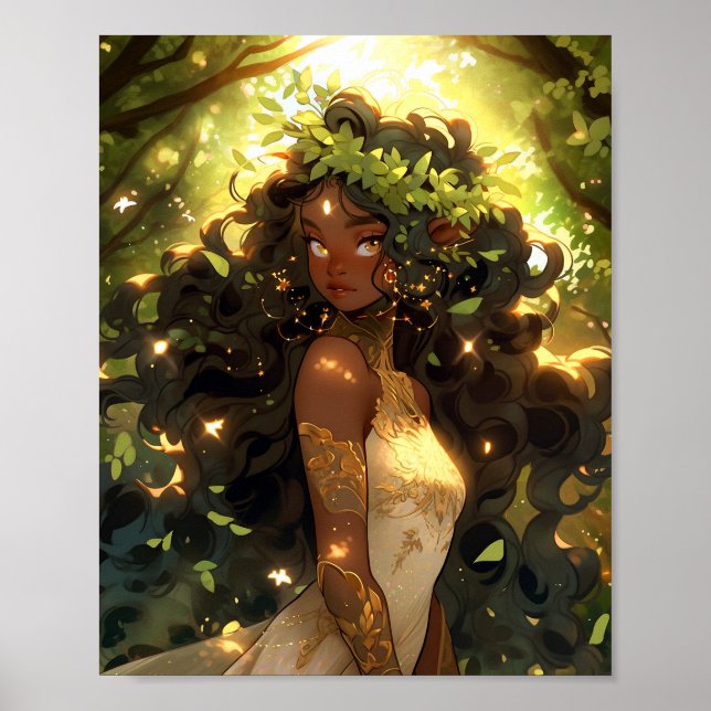 Poster Forest Elf African Black Fantasy Art (Frente)