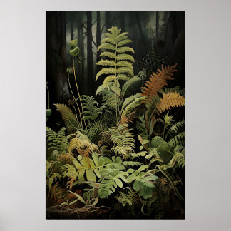 Poster Forest Fern Ptrintable, Woodland Moody Wall Print
