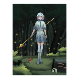 Pôster Forest girl, elf, anime poster