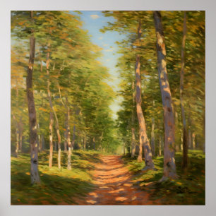 Poster Forest Walkway Cercada Por Lush Greenery Fine