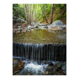 Pôster Forest Waterfall Cascade – Mountain Stream Print