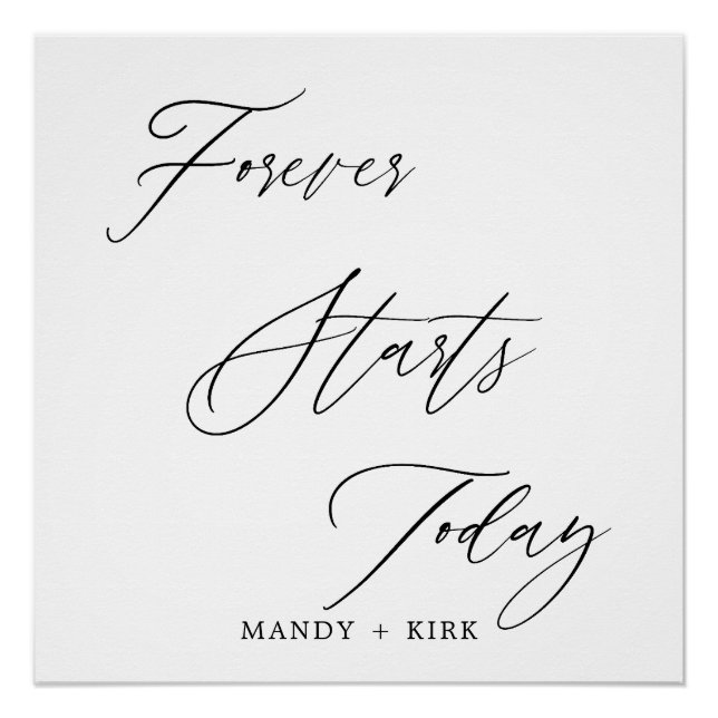 Pôster “Forever Starts Today” Wedding Backdrop Banner  (Frente)