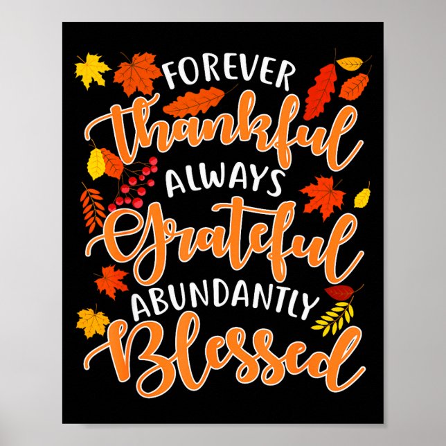 Poster Forever Thankful Always Grateful Abundantly Blesse (Frente)