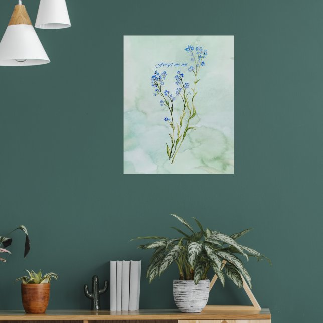 Poster Forget me not Custom Watercolor Garden Flower (Sala de Estar 1)