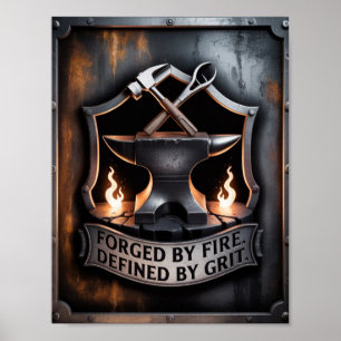Poster Forjado pelo Fogo – Emblema de Ferreiro