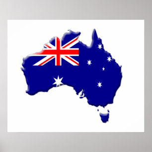 Pôster Forma australiana da bandeira & do país