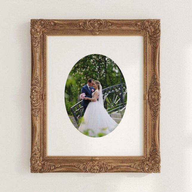 Poster Forma de Oval Vertical de Foto de Casamento (Vertical Oval Shape Wedding Photo Poster)
