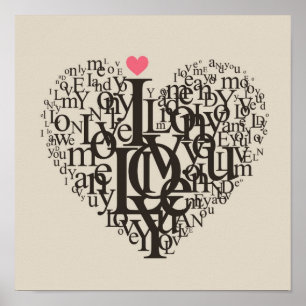 Poster Forma do coração das letras