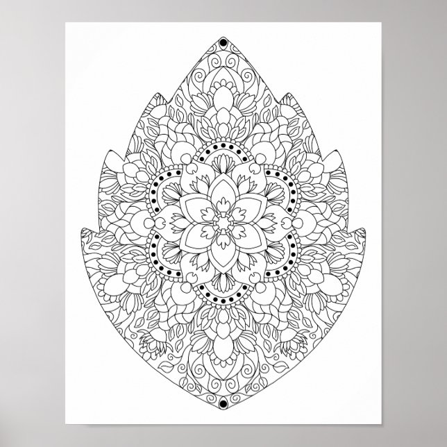 Poster Forma Folha Forma Floral Corante Adulto Mandala (Frente)